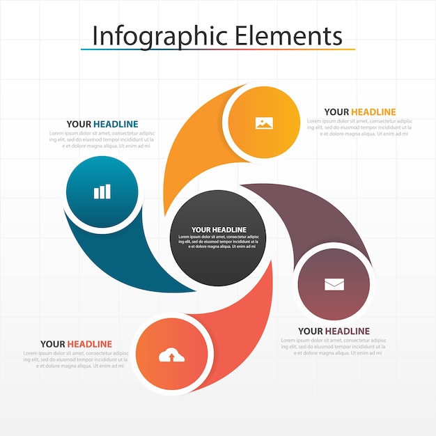 Modelo de elementos do Infographics colorido do círculo