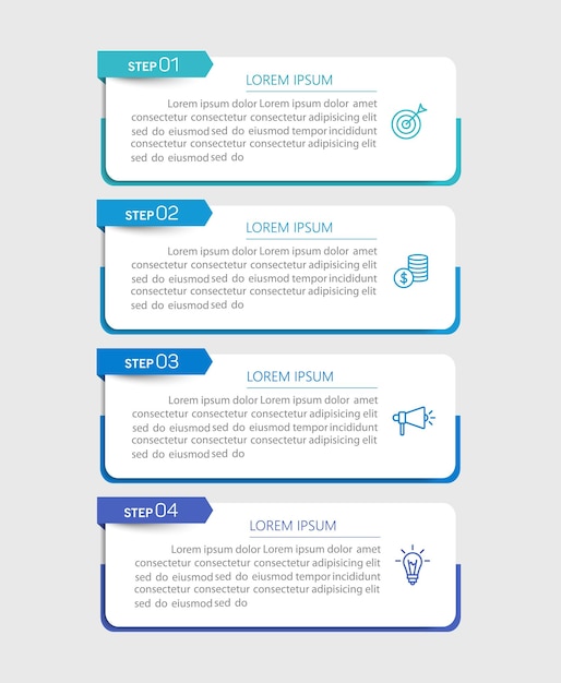 Vetor modelo de infografia vetorial com 4 etapas para negócios