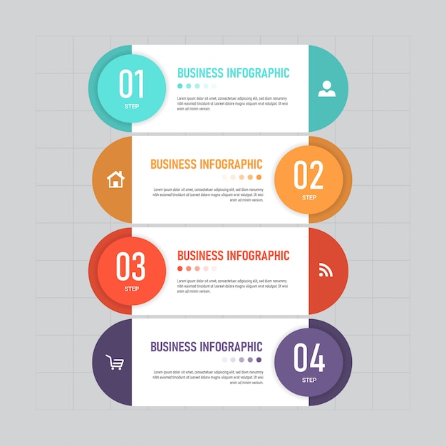 Modelo de infográfico criativo de 4 etapas