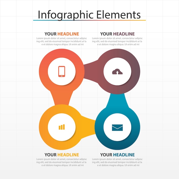 modelo infográfico de negócios de círculos coloridos