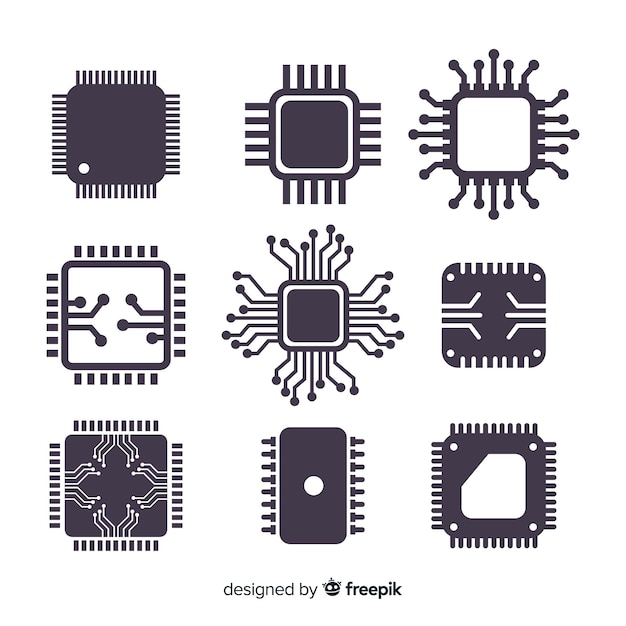 Modern cpu coleção com design plano