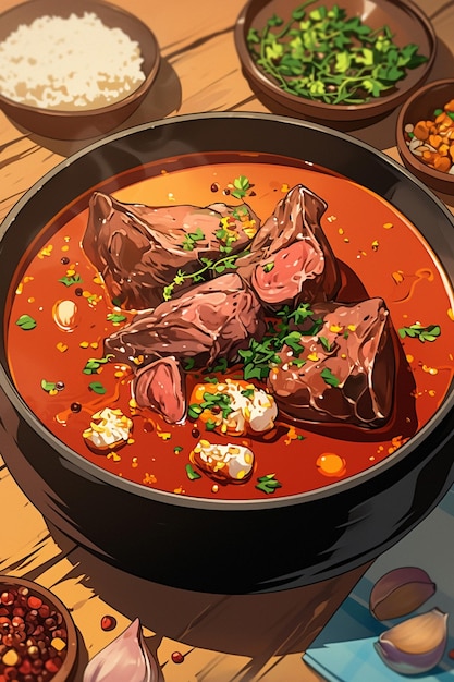 Nihari paquistanês e carne cozida lentamente