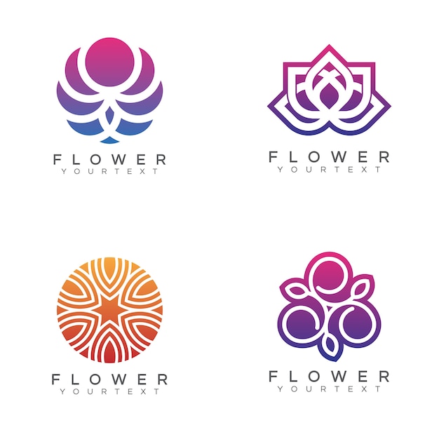 Vetor pacote de logotipo da flor