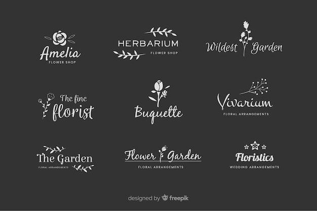 Pacote de logotipos de florista de casamento