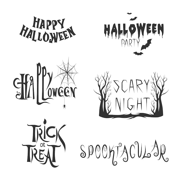 Vetor pacote de vetores de letras de halloween