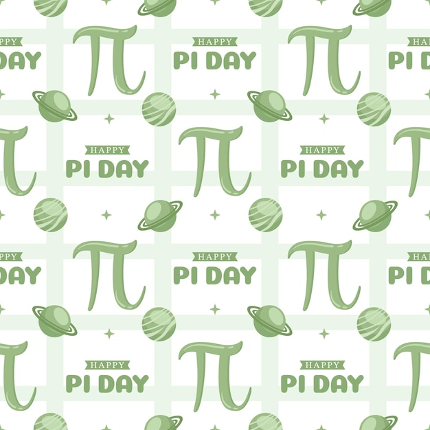 Padrão sem emenda do Dia do Pi com constantes matemáticas ou torta assada em modelo de ilustração desenhada à mão