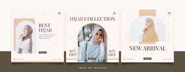 Panfleto quadrado mídia social feed pôster instagram para moda hijab