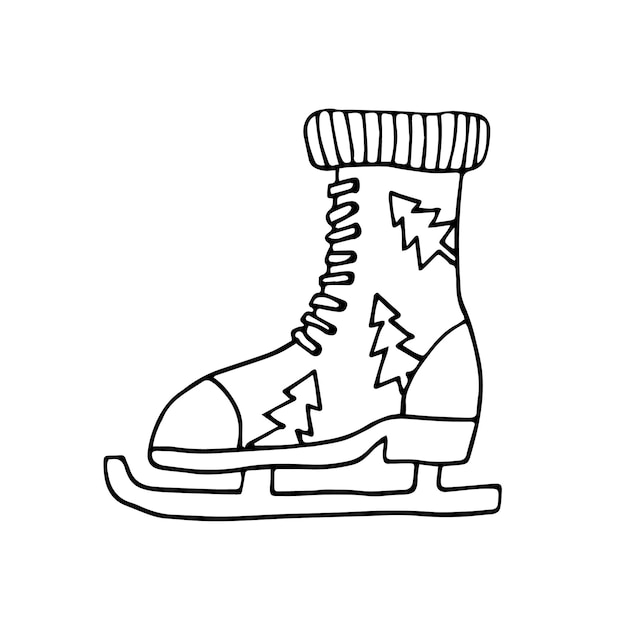 Patinação no gelo com flocos de neve Clipart de patinação no gelo isolado em fundo branco Doodle de Natal para decoração de cartões de saudação divertidos ilustração stock