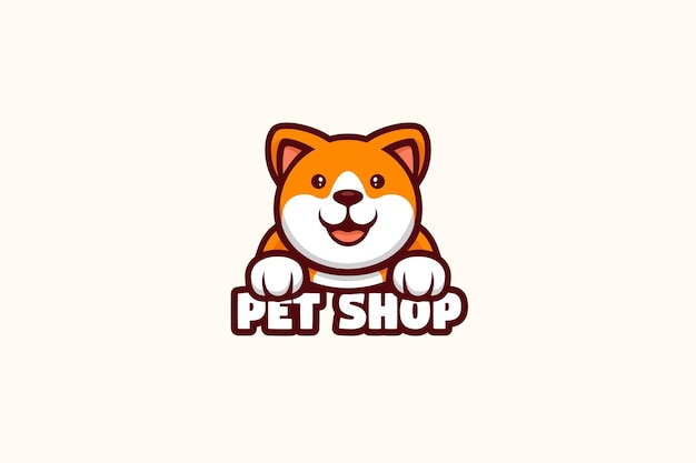 Personagem da mascote do logotipo do veterinário da loja de animais