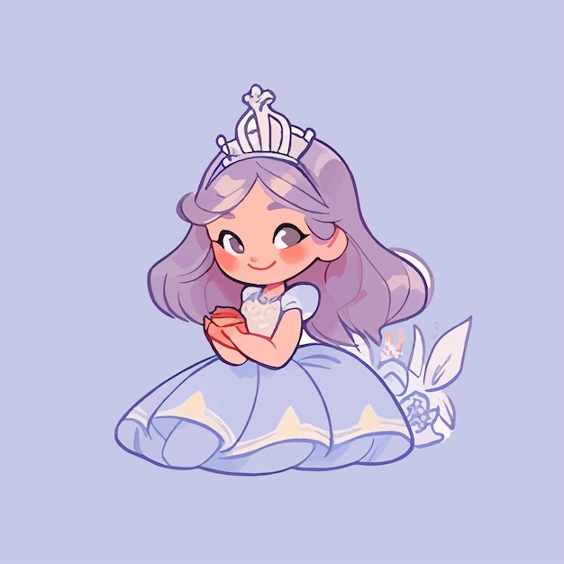 Personagem de estilo de desenho animado de linda princesa bonita