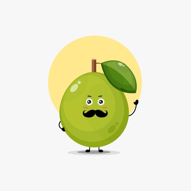 Personagem de goiaba fofa com ilustração de bigode