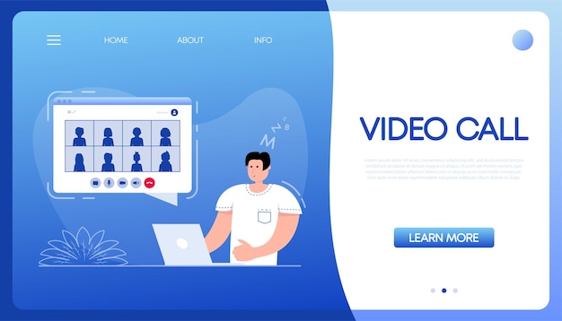 Vetor pessoas de chamadas de vídeo planas para design de página inicialilustração vetorial planailustração isométrica