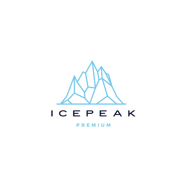 Pico de gelo montar pedra montanha aventura icepeak logotipo geométrico linha arte contorno