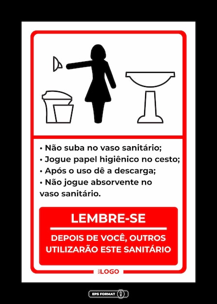 Placa para Banheiro Feminino Instruções