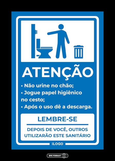 Vetor placa para banheiro masculino instruções completas