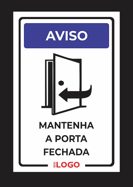 Vetor placa vertical mantenha a porta fechada