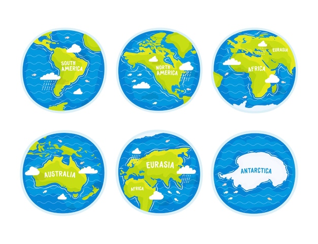 Planeta Terra Continentes África América Austrália Antártica Eurásia Mapa do mundo