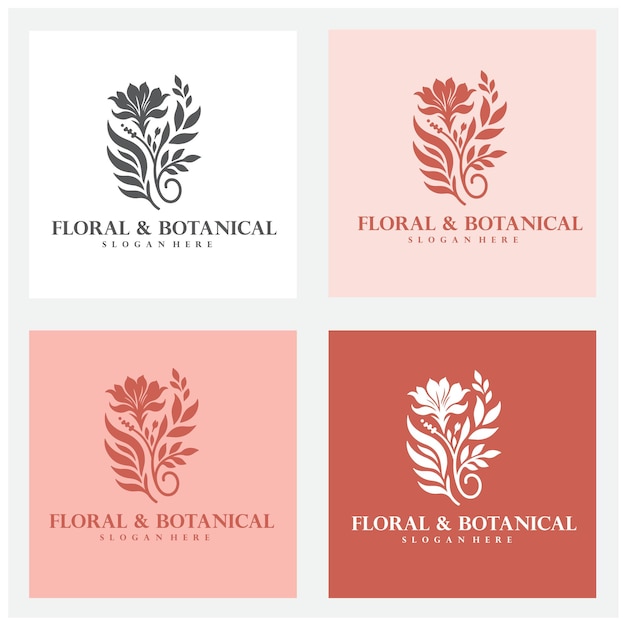 Vetor projeto de logotipo floral e botânico com arquivo vetorial editável