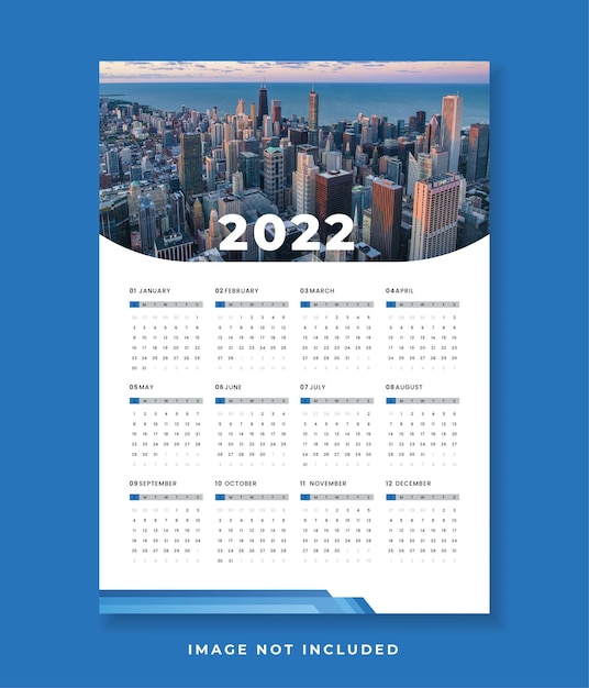 Projeto do modelo do calendário de parede 2022