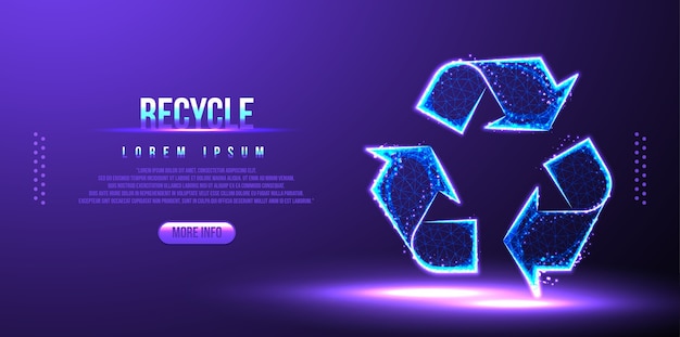 Reciclar, renovar, wireframe de baixo poli