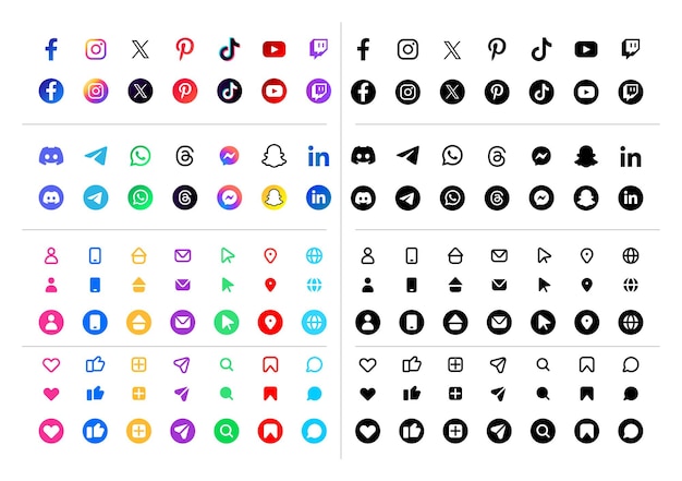 Vetor recursos gráficos da coleção de logotipos premium do social media iconset