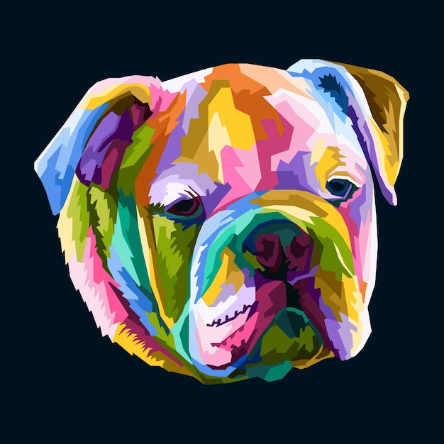 retrato de arte pop de cachorro de cabeça colorida