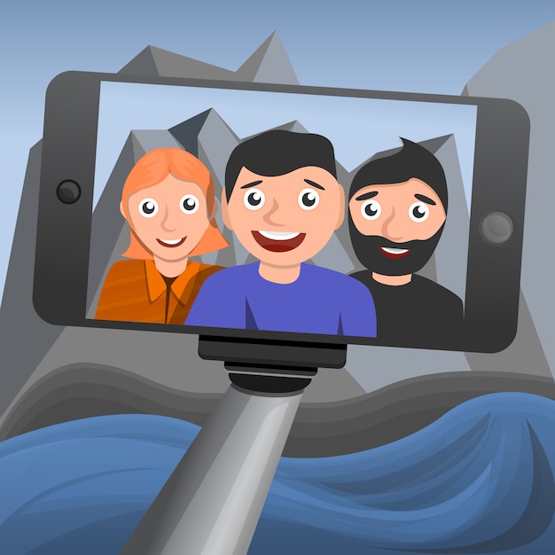 Selfie conceito fundo, estilo cartoon