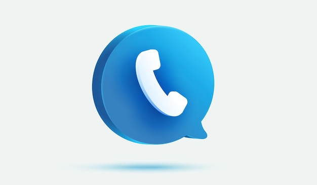 Vetor sinal de comunicação de ícone de telefone e símbolo com bolha de mensagem azul 3d vector illustration