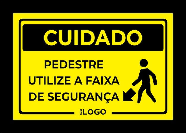 Vetor sinal de cuidado - use o vetor de faixa de pedestre