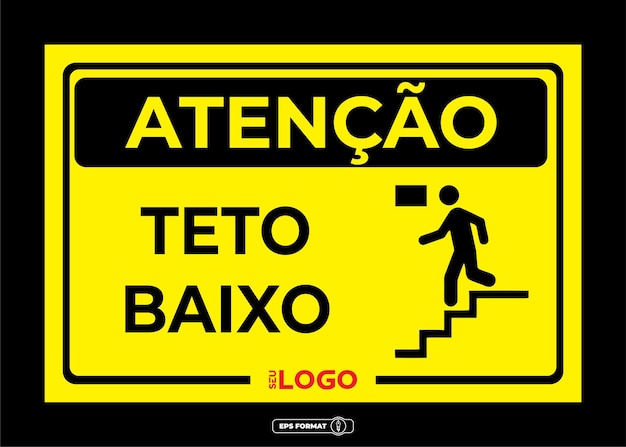 Vetor sinal de perigo de teto baixo