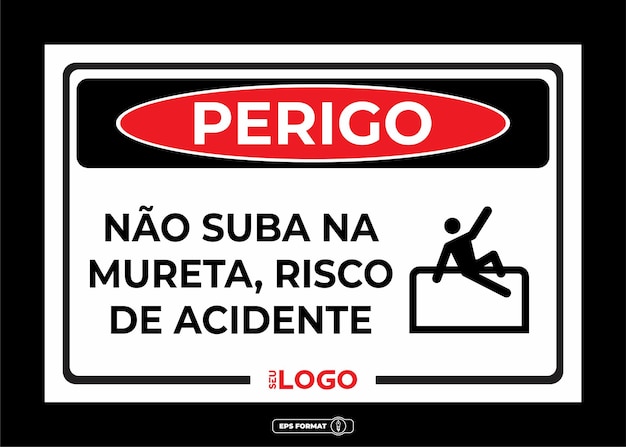 Vetor sinal de perigo - proibido subir na parede, risco de acidente