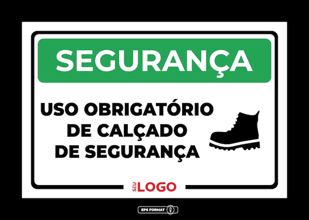 Vetor sinal de sinalização de segurança uso obrigatório de sapatos de segurança vetor