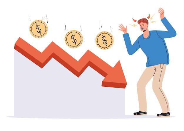 Vetor solte o conceito de orçamento de falência de negócios de investimento em ações de crise financeira