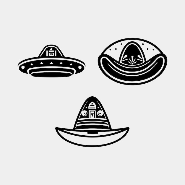 Sombrero de chapéu mexicano vector ícone preto isolado