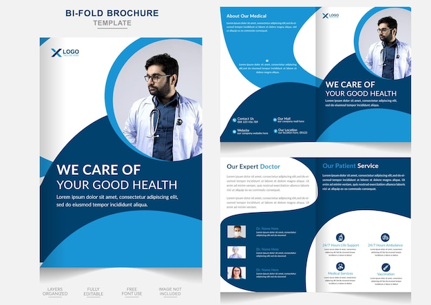 Tratamento médico criativo saúde Folheto duplo de negócios médico Modelo de design de perfil da empresa