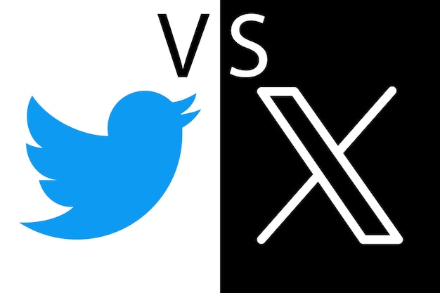 Vetor twitter vs xcom novation elon mask ícone de botão de mídia social popular logotipo de mensageiro instantâneo do twitter vetor editorial