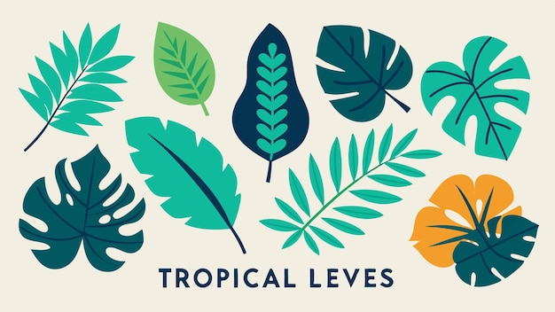 Vetor um cartaz de plantas tropicais com folhas e folhas