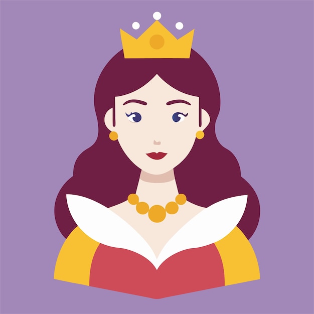 Vetor um desenho de uma princesa com uma coroa na cabeça