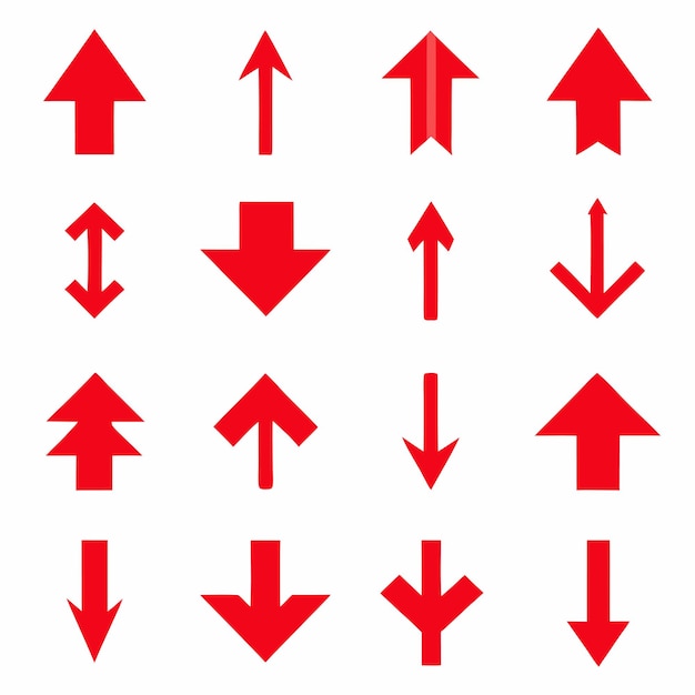 Vetor um fundo branco com setas vermelhas apontando para a direita