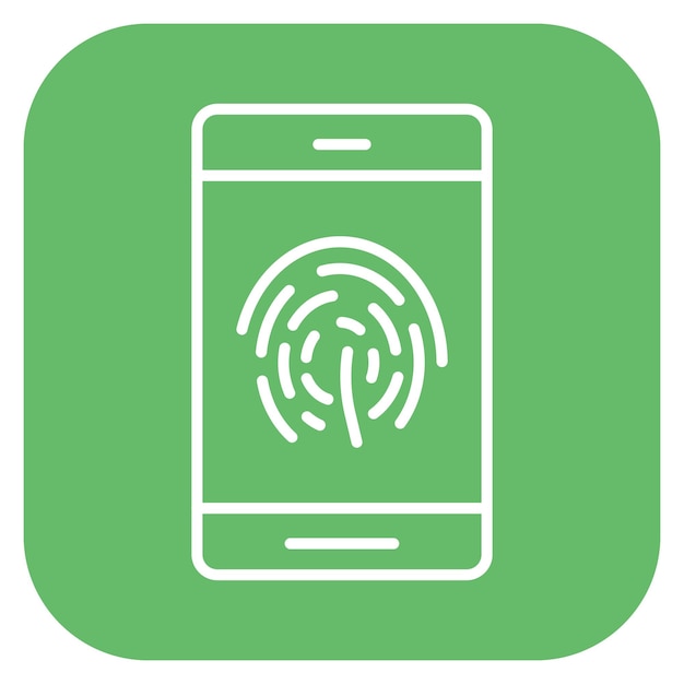 Vetor um fundo verde com um contorno branco de um telefone com um dedo no meio