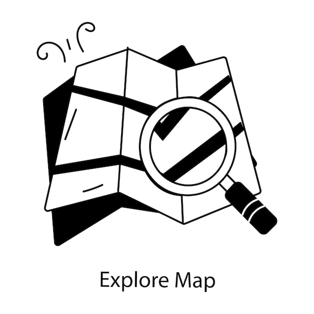 Vetor um ícone de doodle bem projetado do mapa de exploração