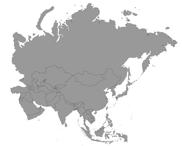 Vetor um mapa do continente da ásia mapa da ásia ilustração vetorial de um mapa isolado da ásia em fundo branco