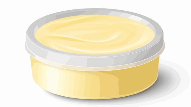 Vetor um recipiente amarelo de queijo creme com fundo branco