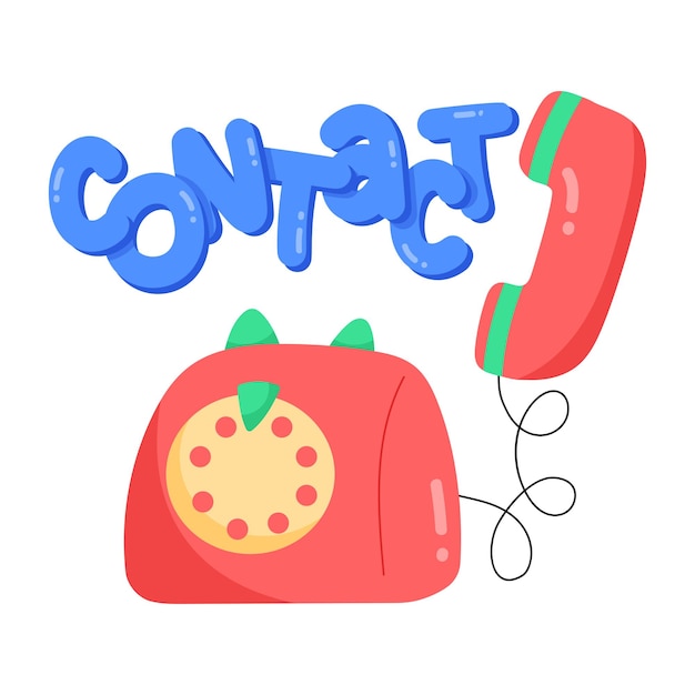 Um telefone vermelho com a palavra contato