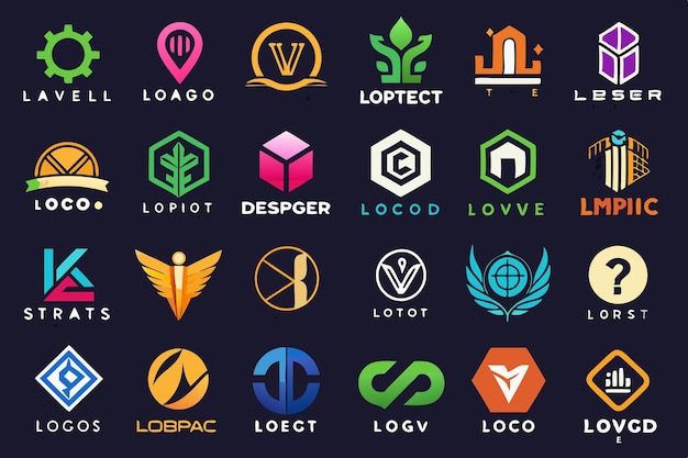 Vetor uma coleção de logos, incluindo um logotipo da empresa