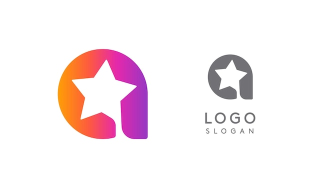 Vetor uma letra com estrela de gradiente vibrante logotipo colorido para mídia entretenimento tecnologia startup social