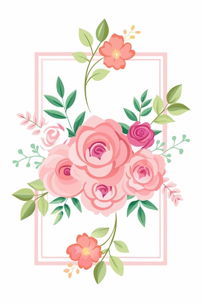 Vetor vector de casamento floral rosa em fundo branco