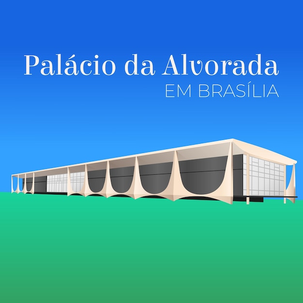 Vetor vector lindo desenho de arquitetura de céu azul do palácio da alvorada de brasília