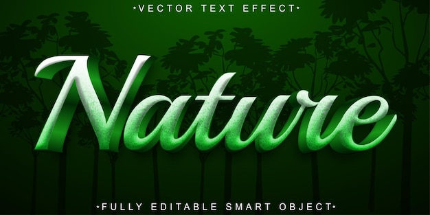 Vetor vector natural verde efeito de texto de objeto inteligente totalmente editável