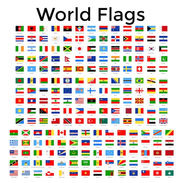 Vetor vector world flags set de bandeiras editáveis e escaláveis para projetos globais e nacionais